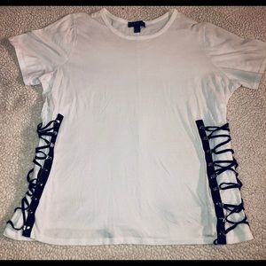 Forever 21+ White Tee with Corset side detail